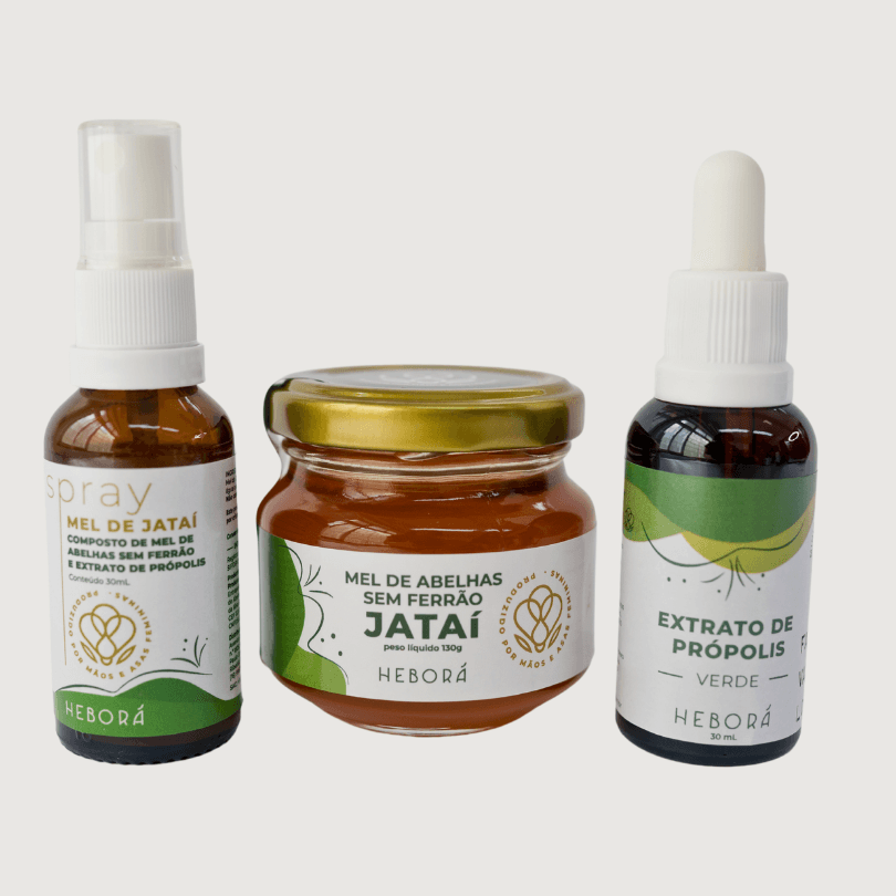 Trio Saúde - Extrato de Própolis Verde + Spray de Extrato de Própolis Verde e Mel de Jataí + Mel de Jataí 130g